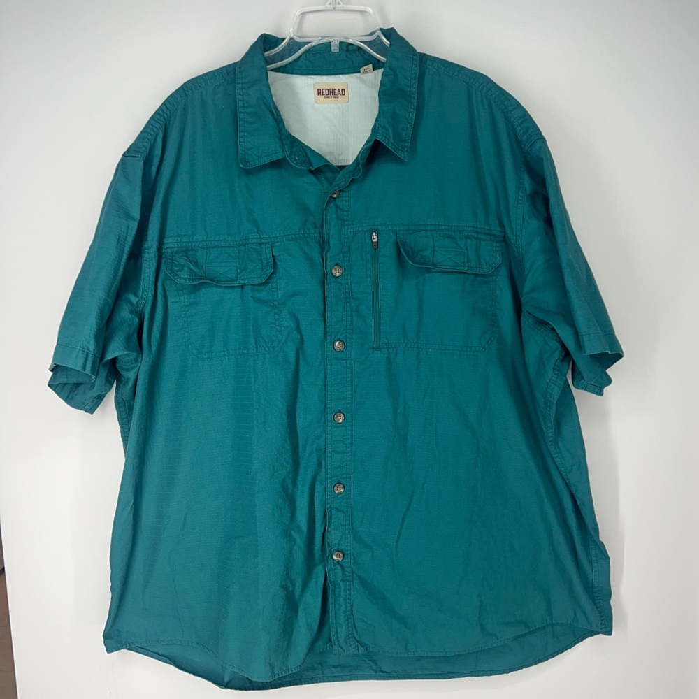 Redhead men’s Teal Button down short sleeve shirt size 4XL
